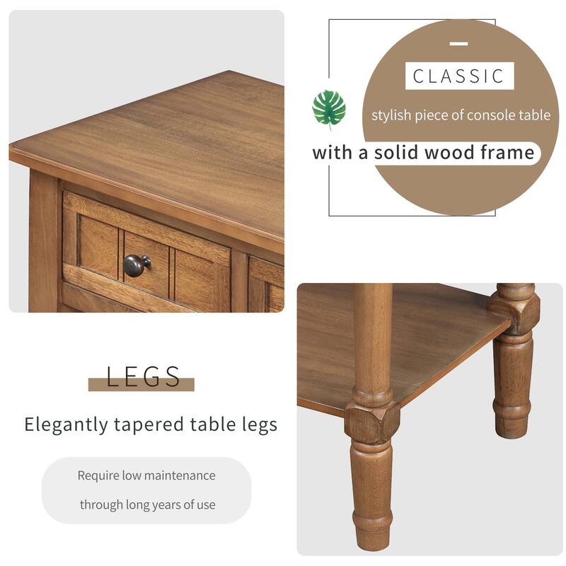 Narrow Console Table with 3 Drawers and Bottom Shelf