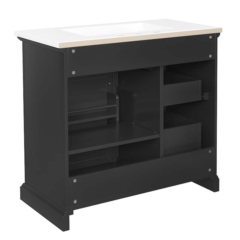 GDFStudio - Avalon 36-Inch Bathroom Vanity with Ceramic Sink Top, Freestanding Storage Cabinet, Pre-Drilled for 8-Inch Faucet
