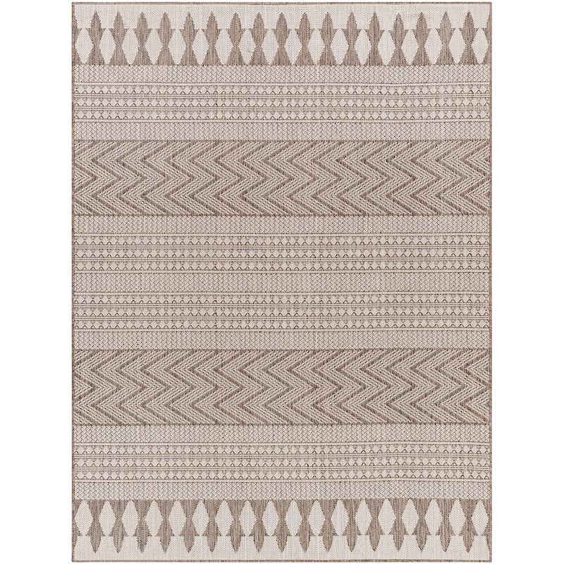 Livabliss Athos Indoor/ Outdoor Moroccan Area Rug - 5'3" x 7' - Brown/Taupe