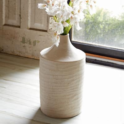 Paper Chalk Bottle Vase - 18.25" - Beige