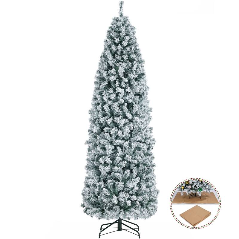 Yaheetech Snow Flocked Fir Pencil Christmas Tree Slim Artificial Tree