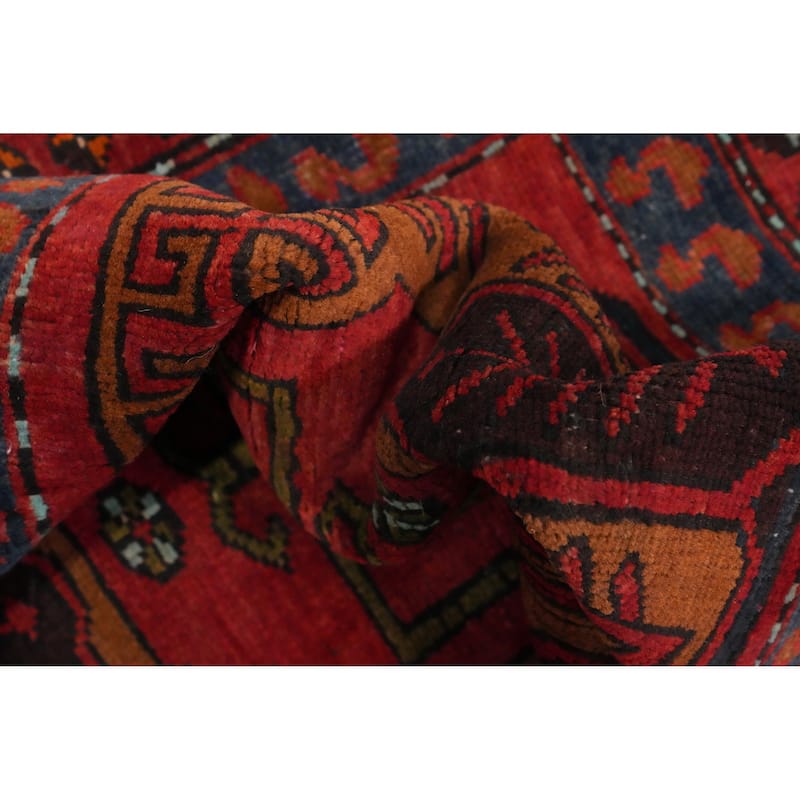 Hand Knotted Oriental 100% Wool Carpet Traditional Tribal Red Ardebil Runner Rug - 9' 3'' X 3' 4''