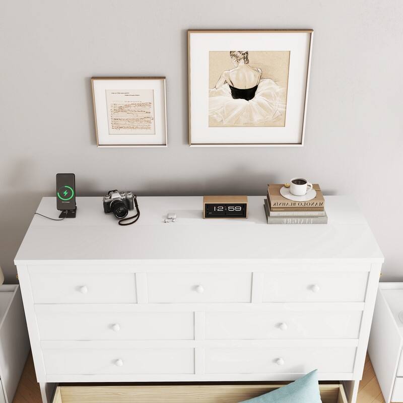 Murphy Bed Cabinet with Storage Drawer and Charging Station, USB Port