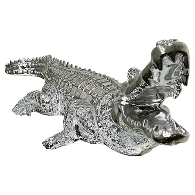Ambrose Diamond Encrusted Chrome Plated Crocodile Figurine