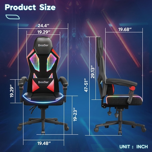 Ergonomic Gaming Chair with RGB LED Lights, Ventilated Fabric Computer Chair with Pocket Spring Cushion and Articulated Armrests - Bed Bath & Beyond - 40359454 Ergonomic Gaming Chair with RGB LED Lights, Ventilated Fabric Computer Chair with Pocket Spring Cushion and Articulated Armrests - Bed Bath & Beyond - 40359454