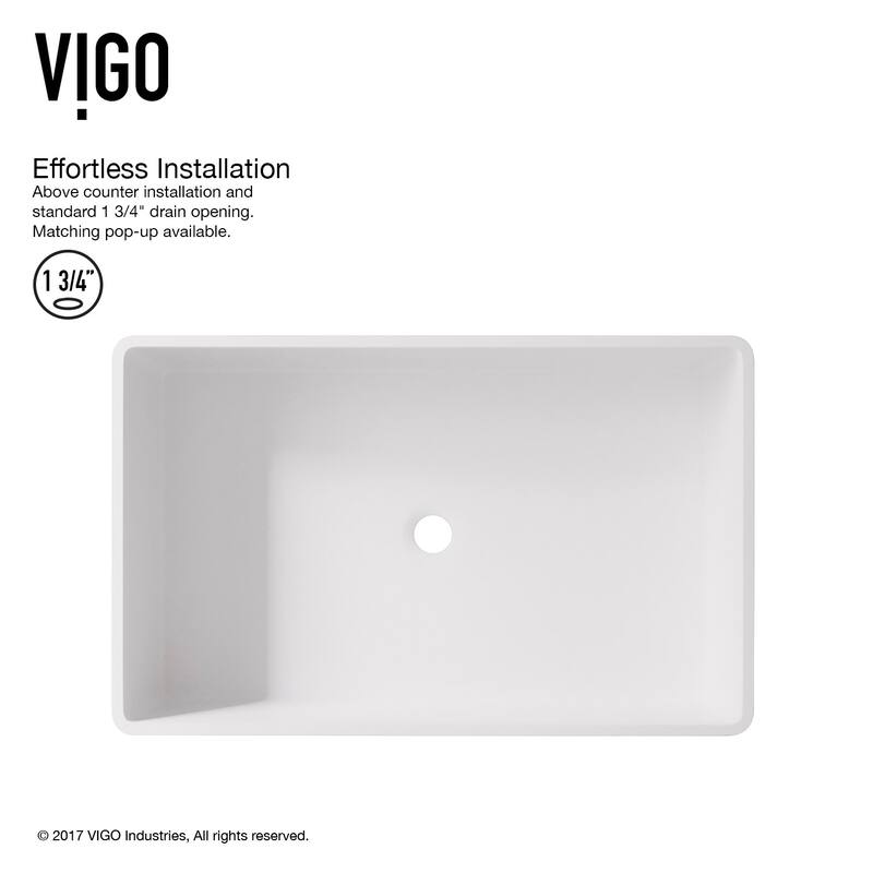 Vigo 21-1/16" Matte Stone� Vessel Bathroom Sink with Single Hole