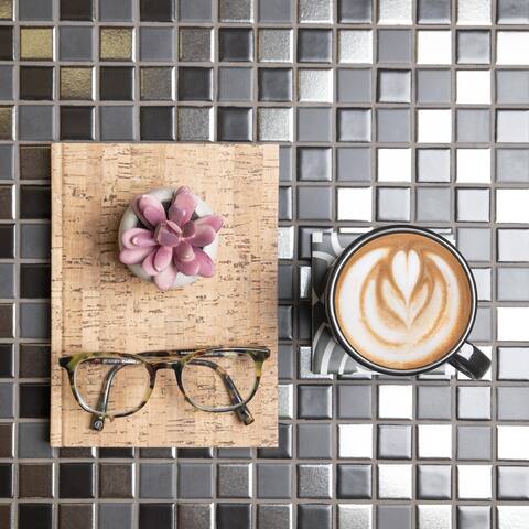 Merola Tile Trinity Black 11.75" x 12.75" Porcelain Mosaic Tile
