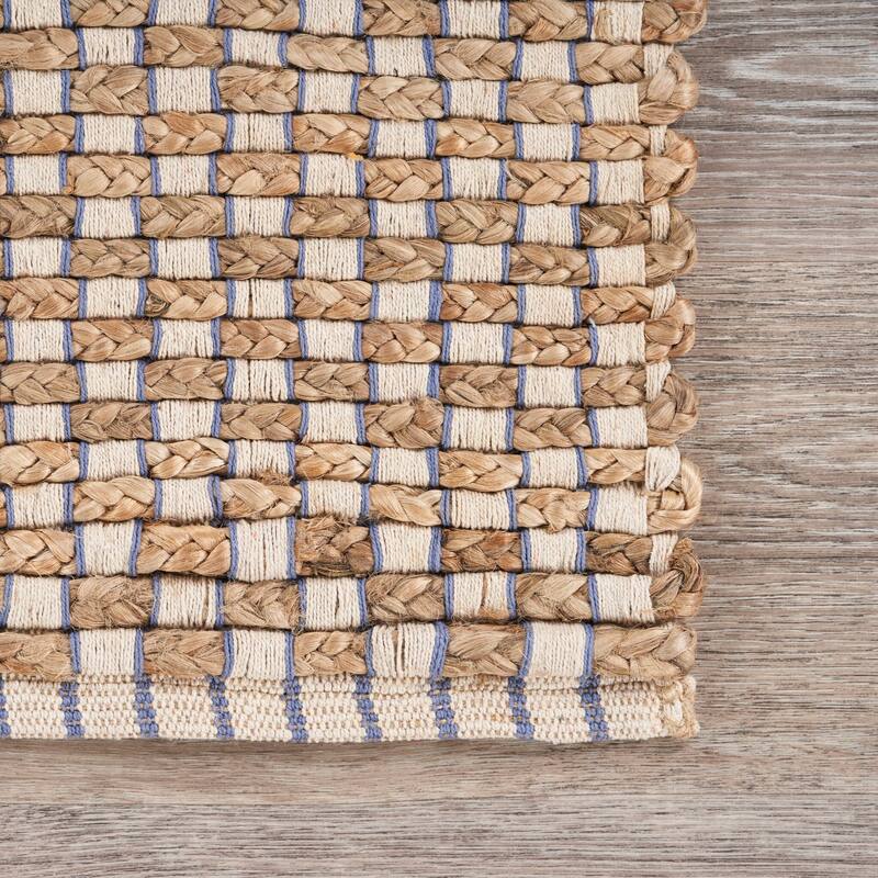 Sevita Organic Jute Interwoven Area Rug, Natural and Indigo