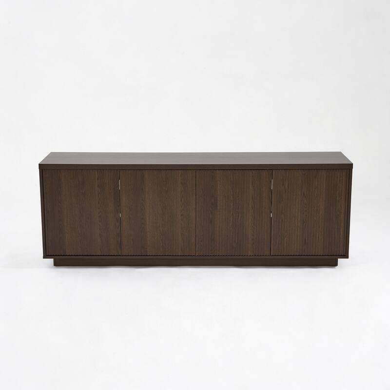 Wave Textured Modern Sideboard Cabinet - Dark Walnut - Ribbed Door