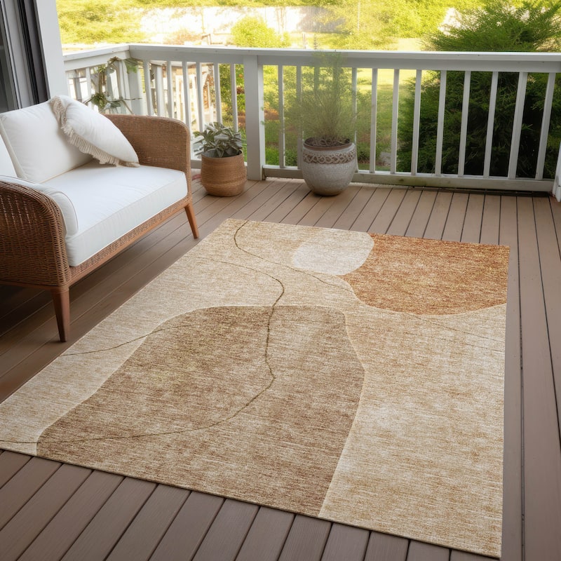 Machine Washable Indoor/ Outdoor Chantille Abstract Contemporary Rug