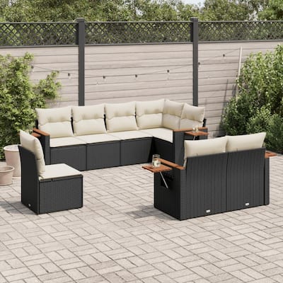 vidaXL Patio Sofa Set with Cushions Outdoor Conversation Furniture Poly Rattan