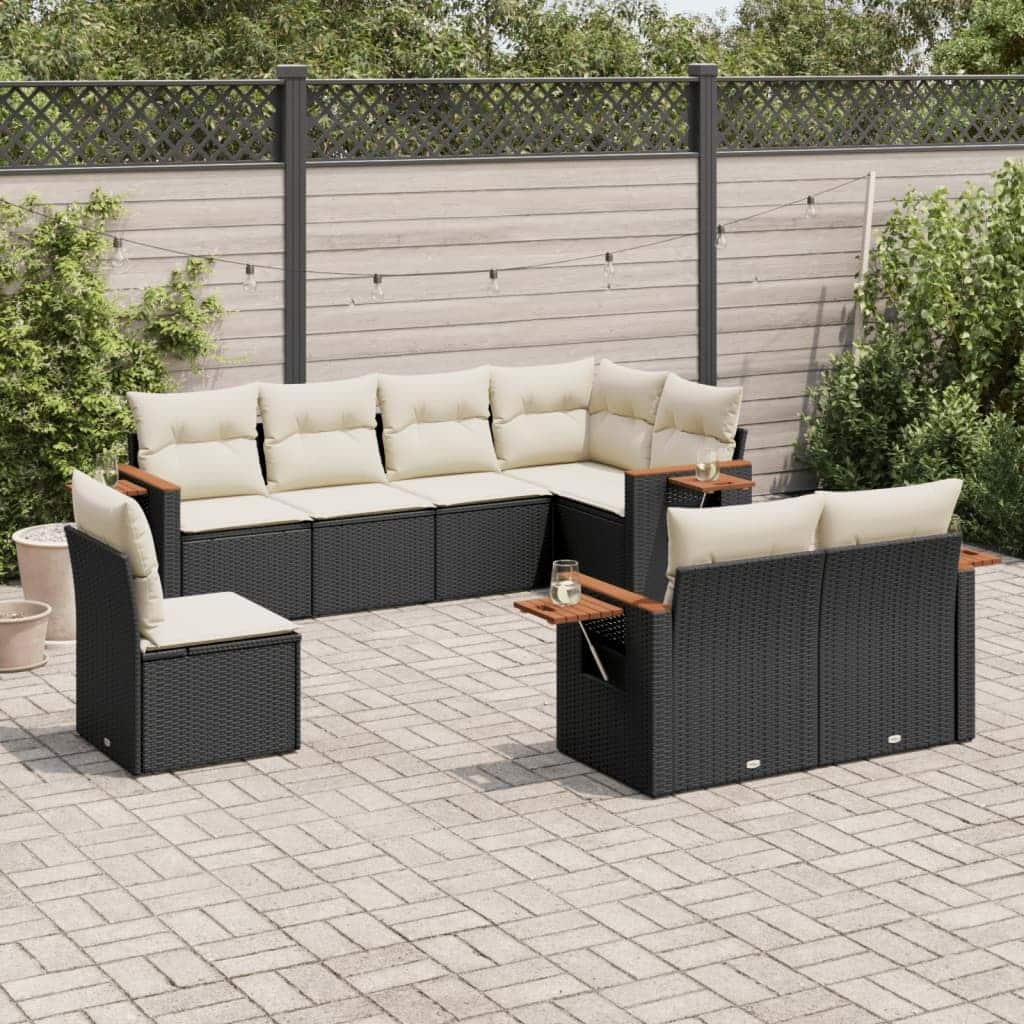 vidaXL Patio Sofa Set with Cushions Outdoor Conversation Furniture Poly Rattan