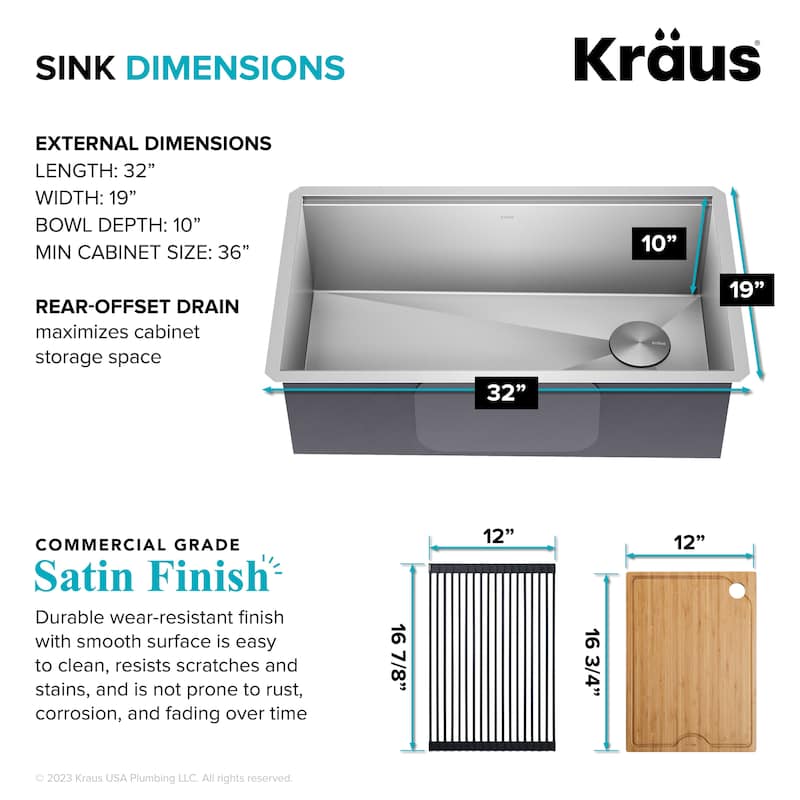 KRAUS Kore Workstation Undermount Stainless Steel Kitchen Sink