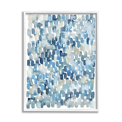 Stupell Coastal Tile Abstract Soft Blue Beige Shapes Framed Wall Art