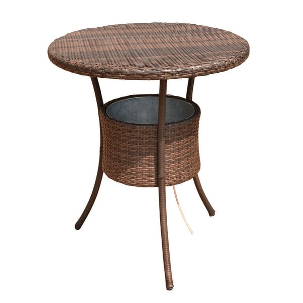 Shop Costway 32 Cooler Table Outdoor Patio Rattan Ice Cool Bar