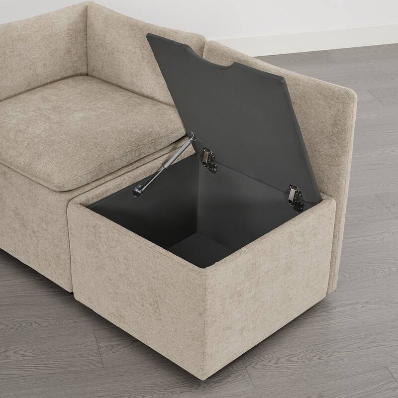 Spruce & Spring Modern 74" L-Shaped Dining Bench with Storage, Corner Breakfast Nook Banquette Bench