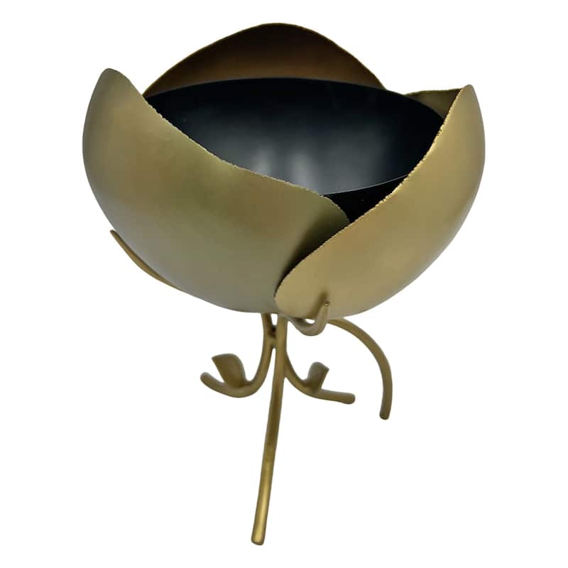 9" High Aluminum Rose Decorative Bowl - 7 x 7 x 9.5 in