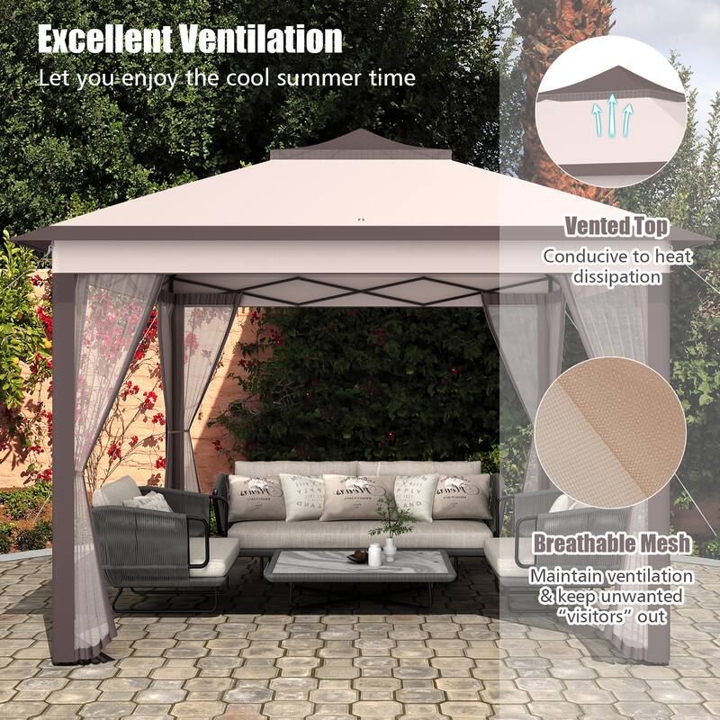 Costway 11'x11' 2-Tier Pop-Up Gazebo Tent Portable Canopy Shelter - See Details