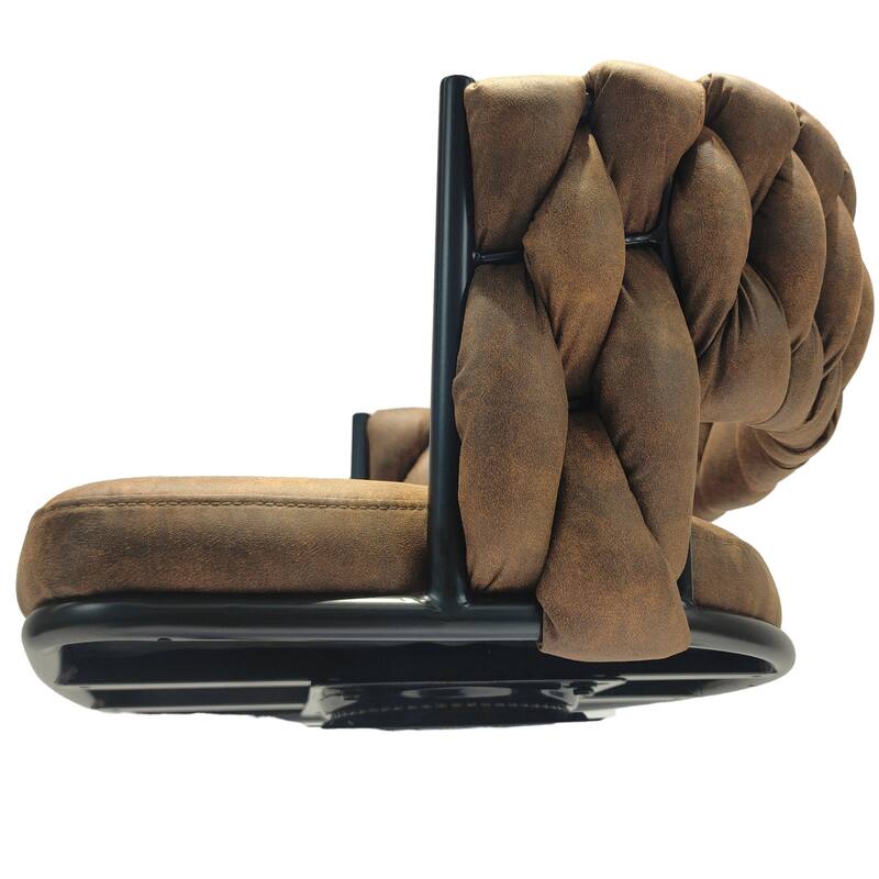 28" Technical Leather Woven Bar Stool Set of 2, Black legs Barstools, No Adjustable Kitchen Island Chairs