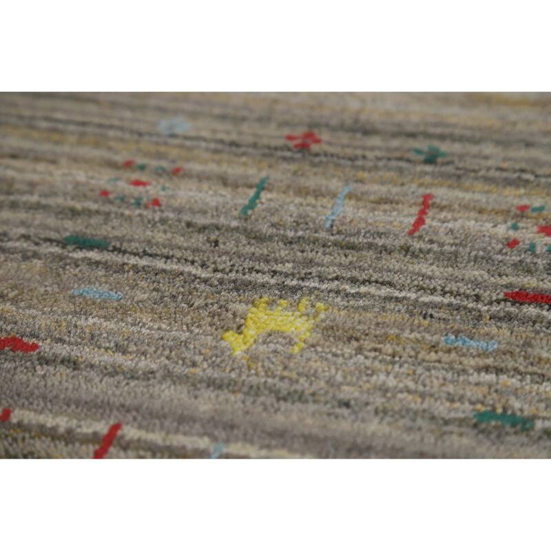 Hand Knotted Oriental 100% Wool Carpet Tribal Tribal Green Gabbeh Area Rug - 8' 2'' X 5' 3''