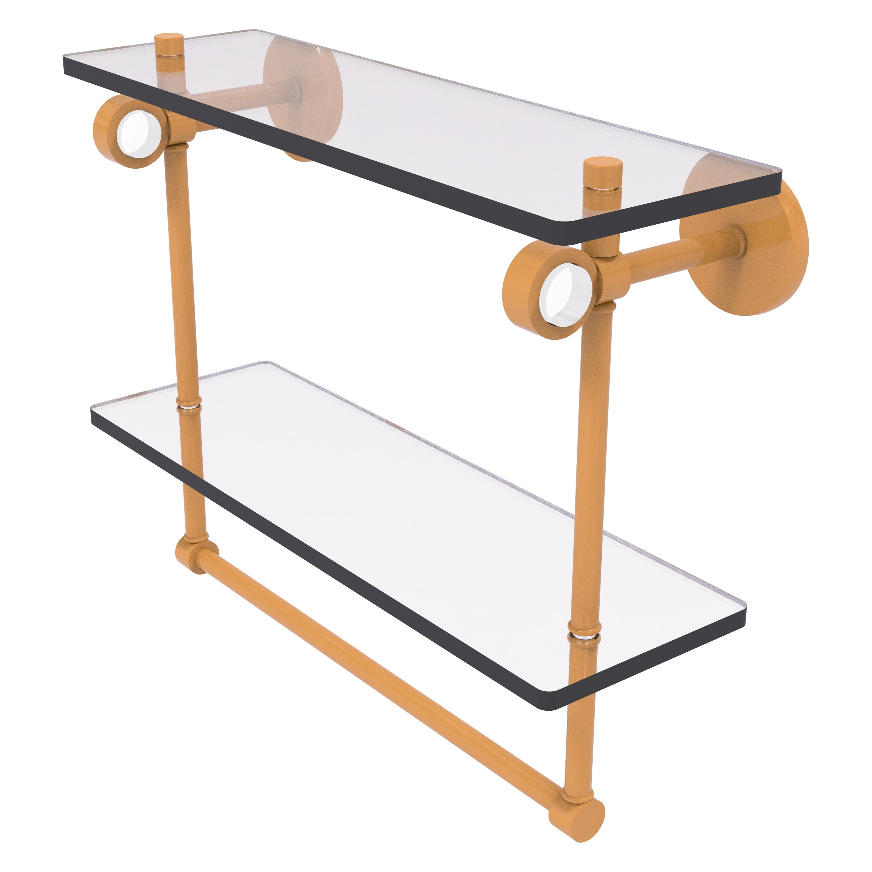 Allied Brass Clearview Collection 16 Inch Double Glass Vanity Shelf with Integrated Towel Bar