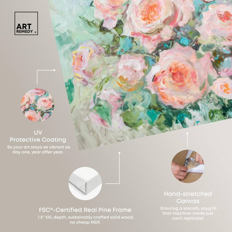 Cabbage Rose Charm Canvas by Art Remedy, Gallery Wrapped