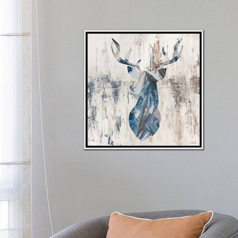 iCanvas "Blue Rhizome Deer Bust" by Ann Marie Coolick Framed Canvas Print