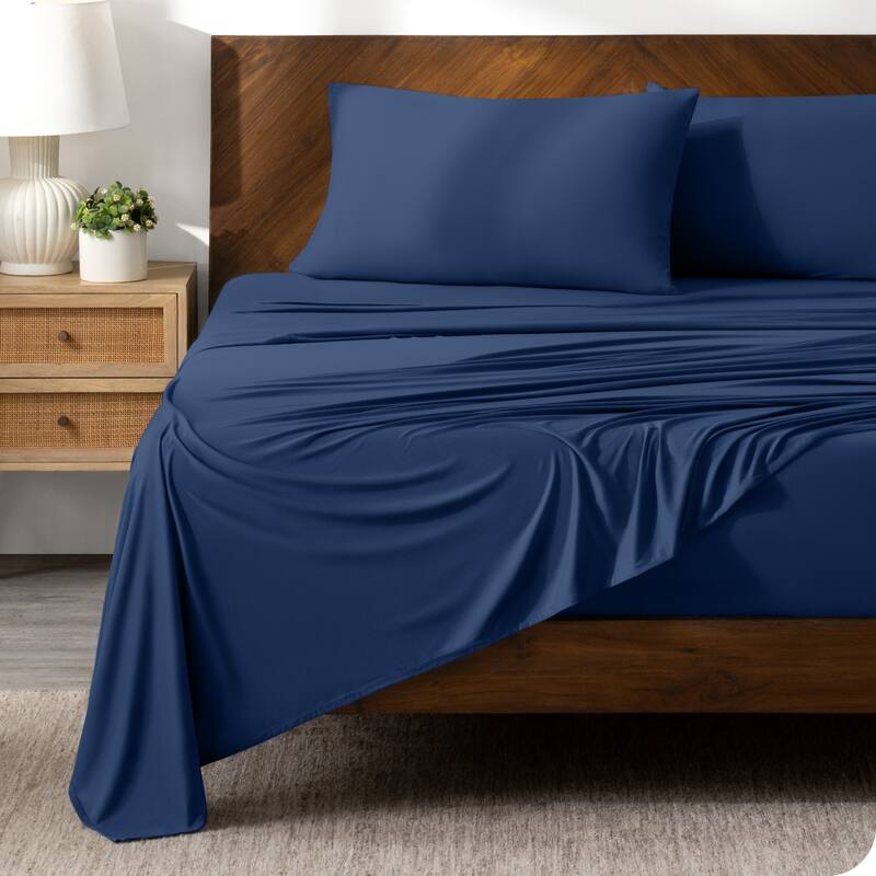 Bare Home Microfiber Stretch Knit Sheet Set - King - Dark Blue