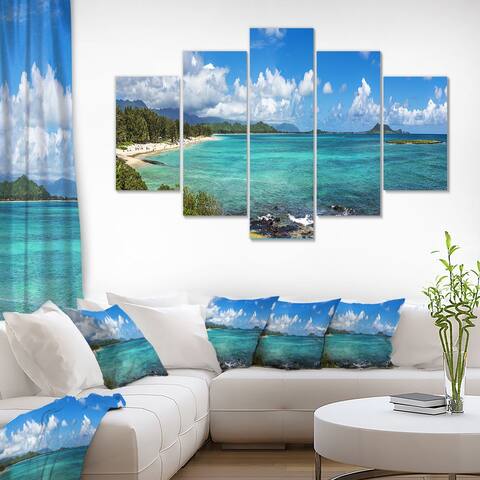 Designart 'Kailua Beach in Oahu' Landscapes Sea & Shore Photographic on Wrapped Canvas set