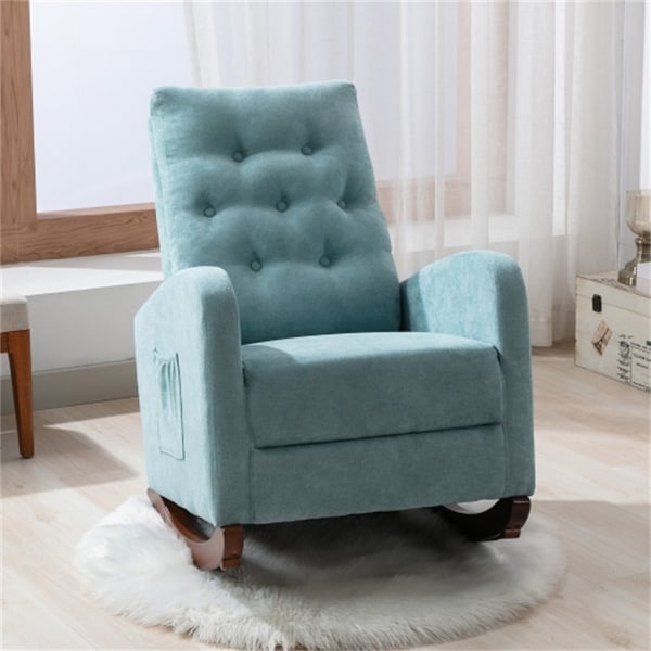 Living Room High Back Armchair/ Fabric Padded Cotton Rocker Chair - 40"D x 26"W x 37"H. Opens flyout.