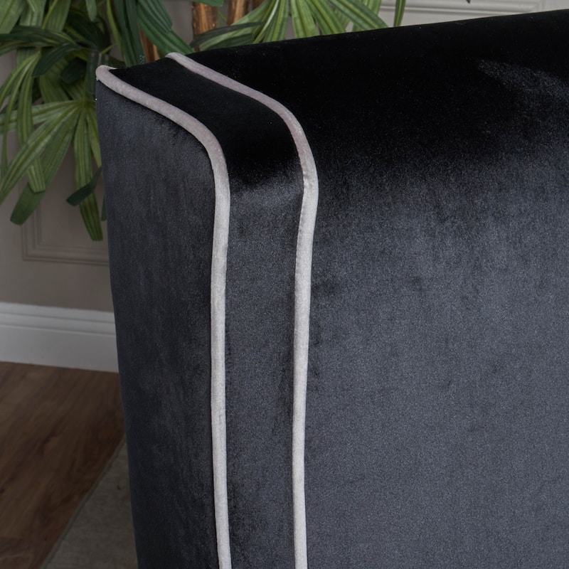 Black Modern 25.9" High Back Velvet Upholstered Club Chair with Wide Backrest