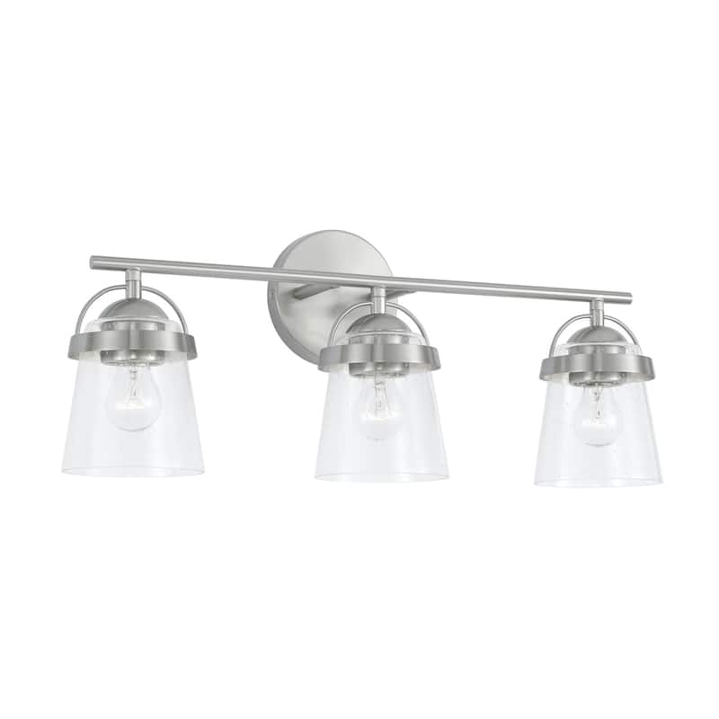 Madison 3-light Bath/ Vanity Fixture w/ Clear Seeded Glass - Brushed Nickel