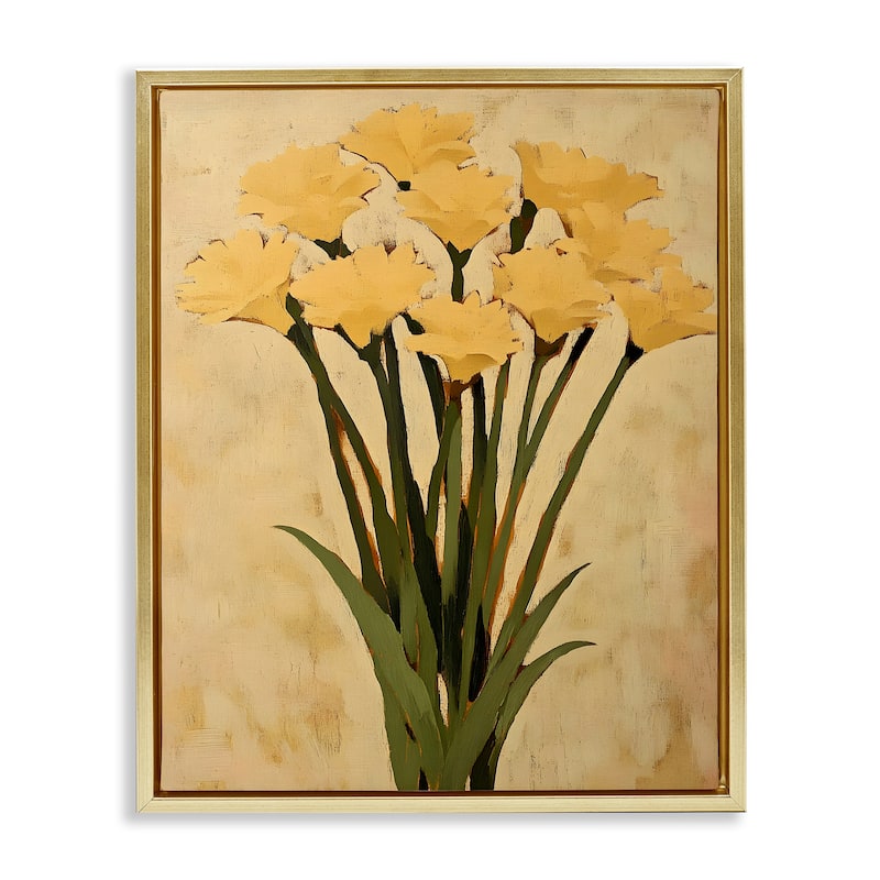Stupell Hand Picked Daffodils Framed Floater Canvas Wall Art Design By Franklyn Gregory - 17 x 21 - Gold