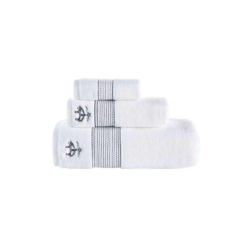 Brooks Brothers Rope Stripe Border 3 pcs Towel Set - Anthracite