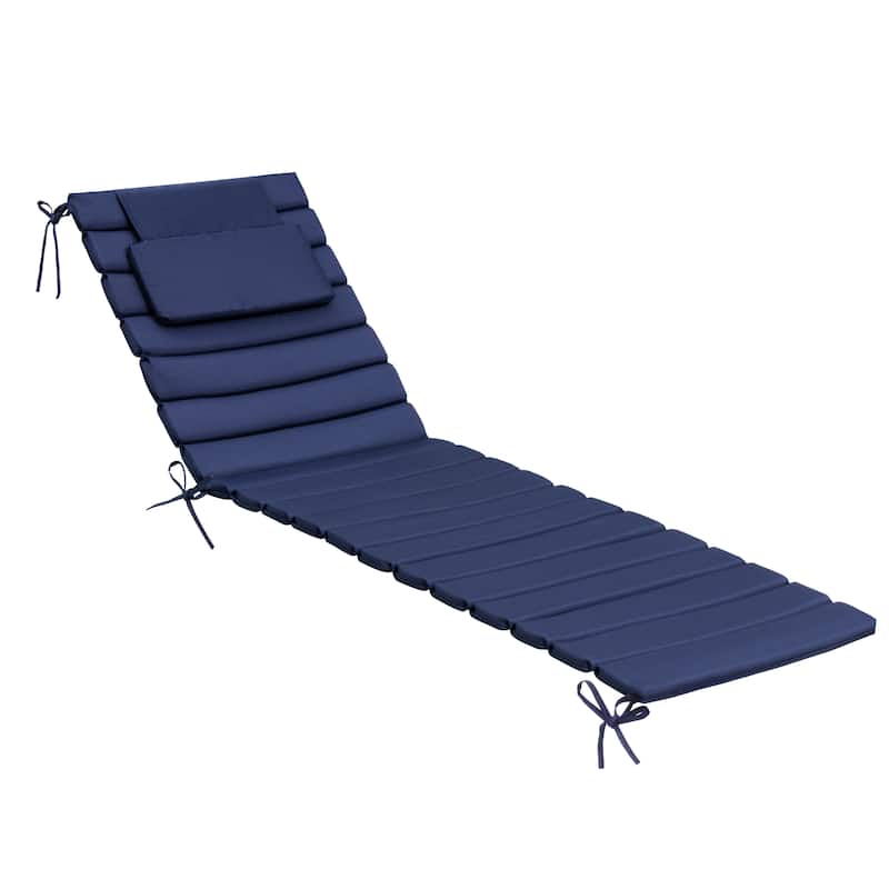 Pellebant Outdoor Chaise Lounge Cushions Patio Lounger Pad with Straps - 1PC-70.9'' - NavyBlue