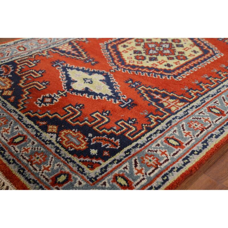 Orange Viss Indian Accent Rug Handmade Wool Carpet - 3'0"x 5'0"