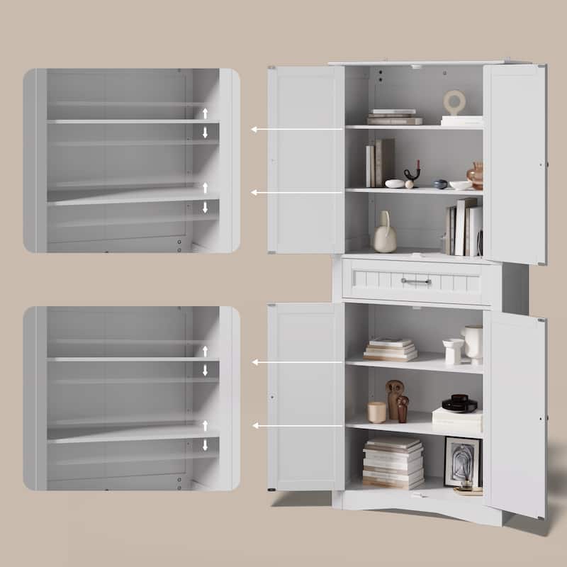 71''Kitchen Pantry Storage Cabinet, Storage Cabinet Buffet, Freestanding Kitchen Storage Cabinet with 4 Adjustable Shelves