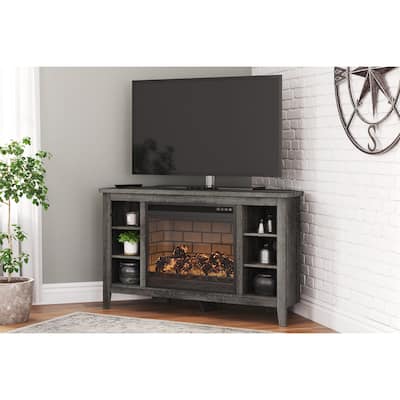 Signature Design by Ashley Arlenbry 48" Corner TV Stand with Electric Fireplace - 48"W x 15.75"D x 28.5"H