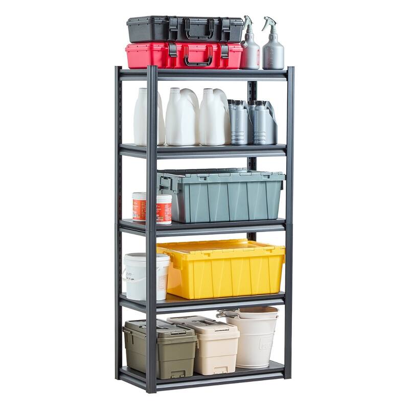 Black Steel Adjustable Garage Shelves, 3000 lbs Heavy-Duty Rack
