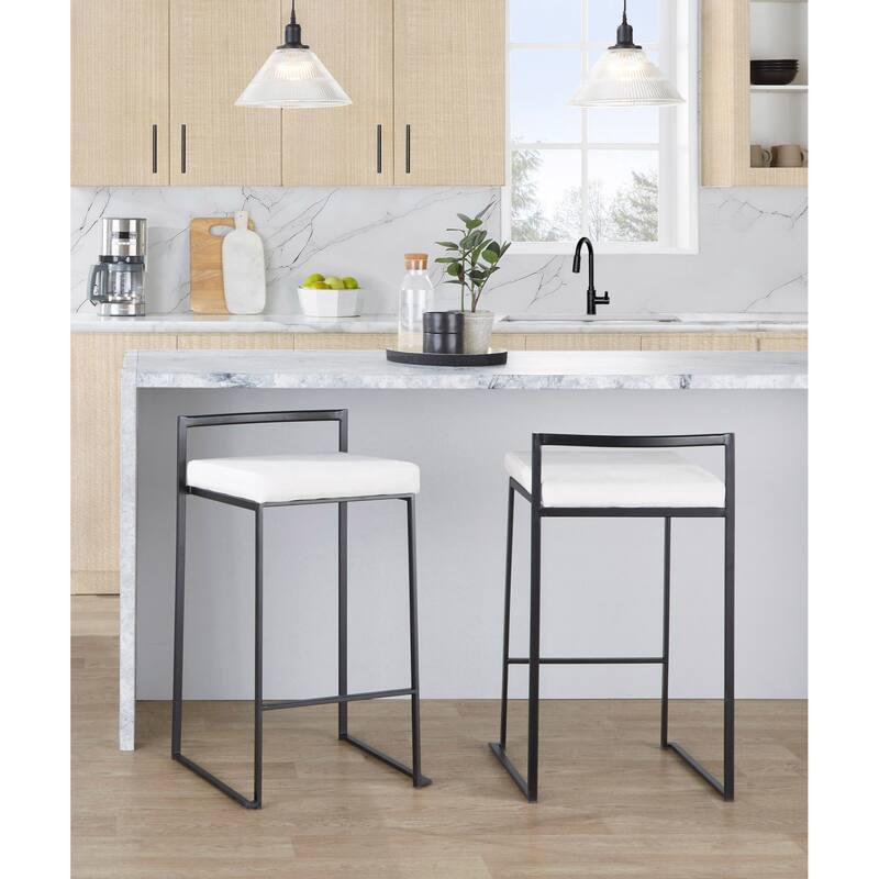 Porch & Den Forrest Contemporary Black Stackable Fully Welded Counter Stool (Set of 2)