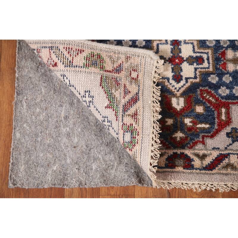 Geometric Grey Kazak Runner Rug Hand-Knotted Oriental Wool Carpet - 2'7"x 9'10"