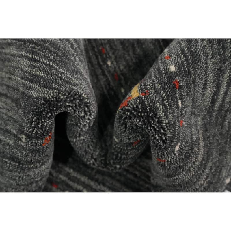 Hand Knotted Oriental 100% Wool Carpet Tribal Animal Pictorial Greys & Charcoal Gabbeh Area Rug - 5' 10'' X 2' 9''