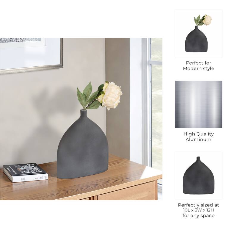 Decorative Sleek Sculptural Metal Vase - Contemporary Flower Vase