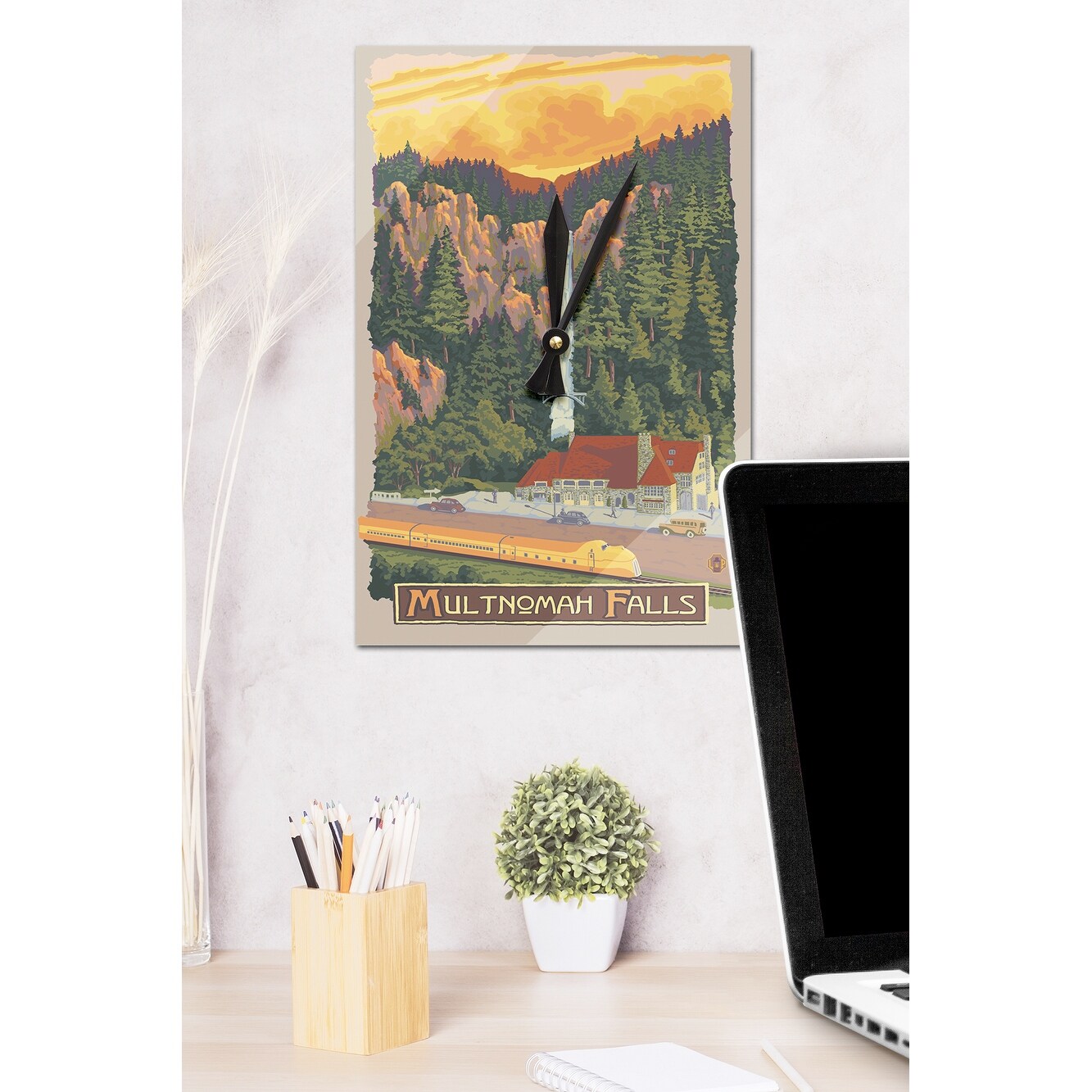 Shop Multnomah Falls View With Train Lantern Press Artwork