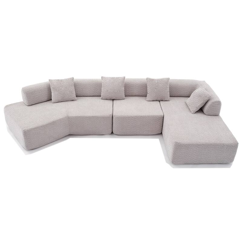 4-Seat Foam-Filled 140" L-Shape Modular Sofa, No Assembly Required