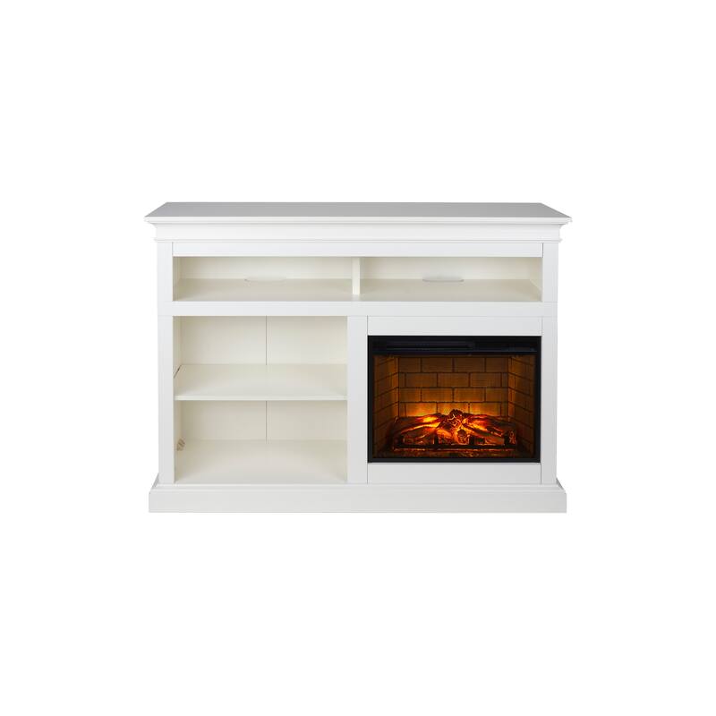 Pleasant Hearth Wynford 55 in. TV Stand with Electric Infrared Fireplace White Finish - 55 inches