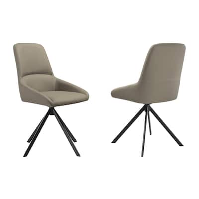 Black/Taupe Gray Faux Leather Upholstered Metal Frame Dining Chair, Set of 2, Sturdy Dining Chair for Dining Rooms - 20.5