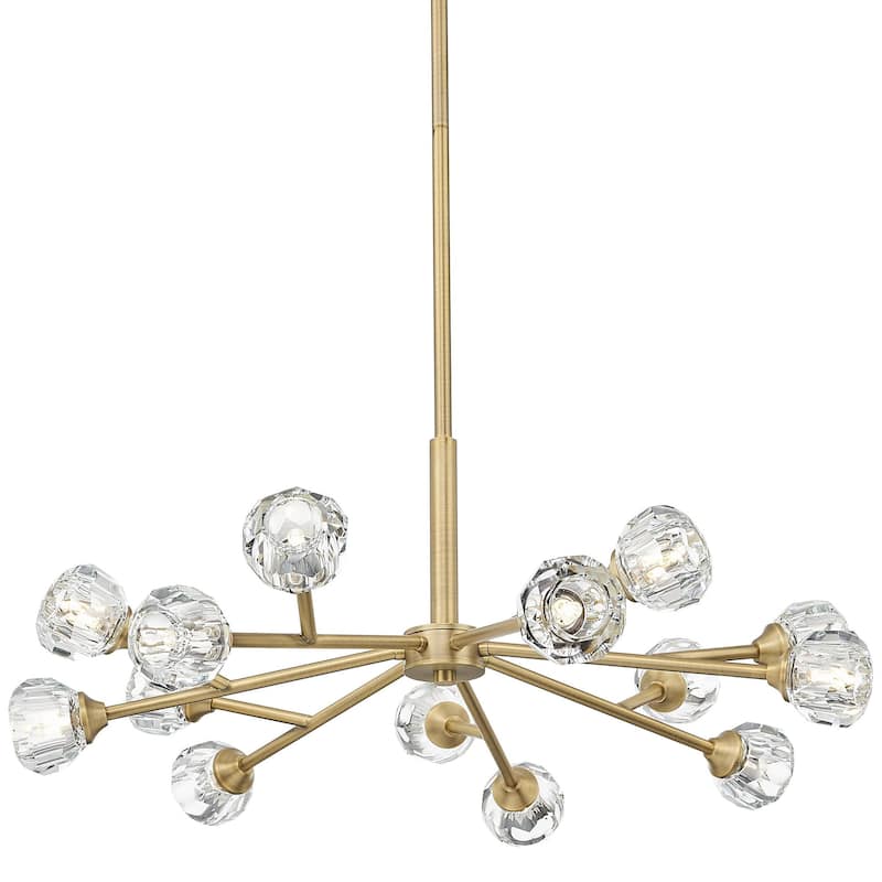 Innovations Lighting 465-14CR-12-28 Aurora Chandelier Aurora 14 Light - Brushed Brass / Clear