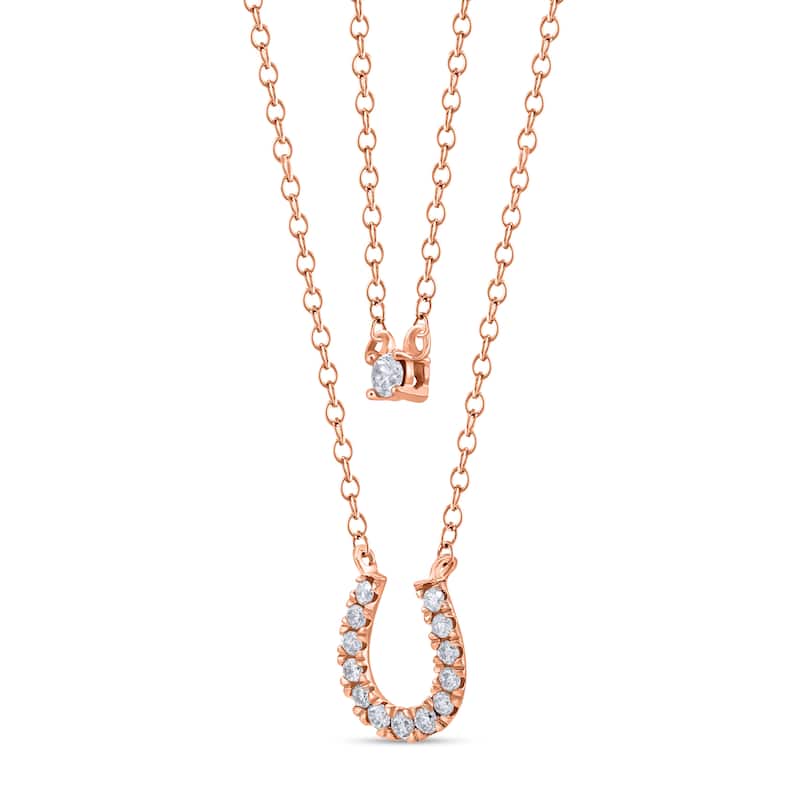 1/4 Cttw Natural Diamond 10KT Pink Gold Necklace
