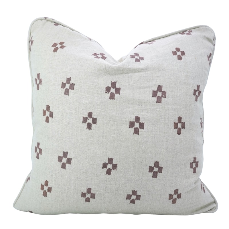 Fabdivine Handmade Floral Block Print Soft Pure Linen Fabric Pipine Pillow Cover Decorative Cushion Case